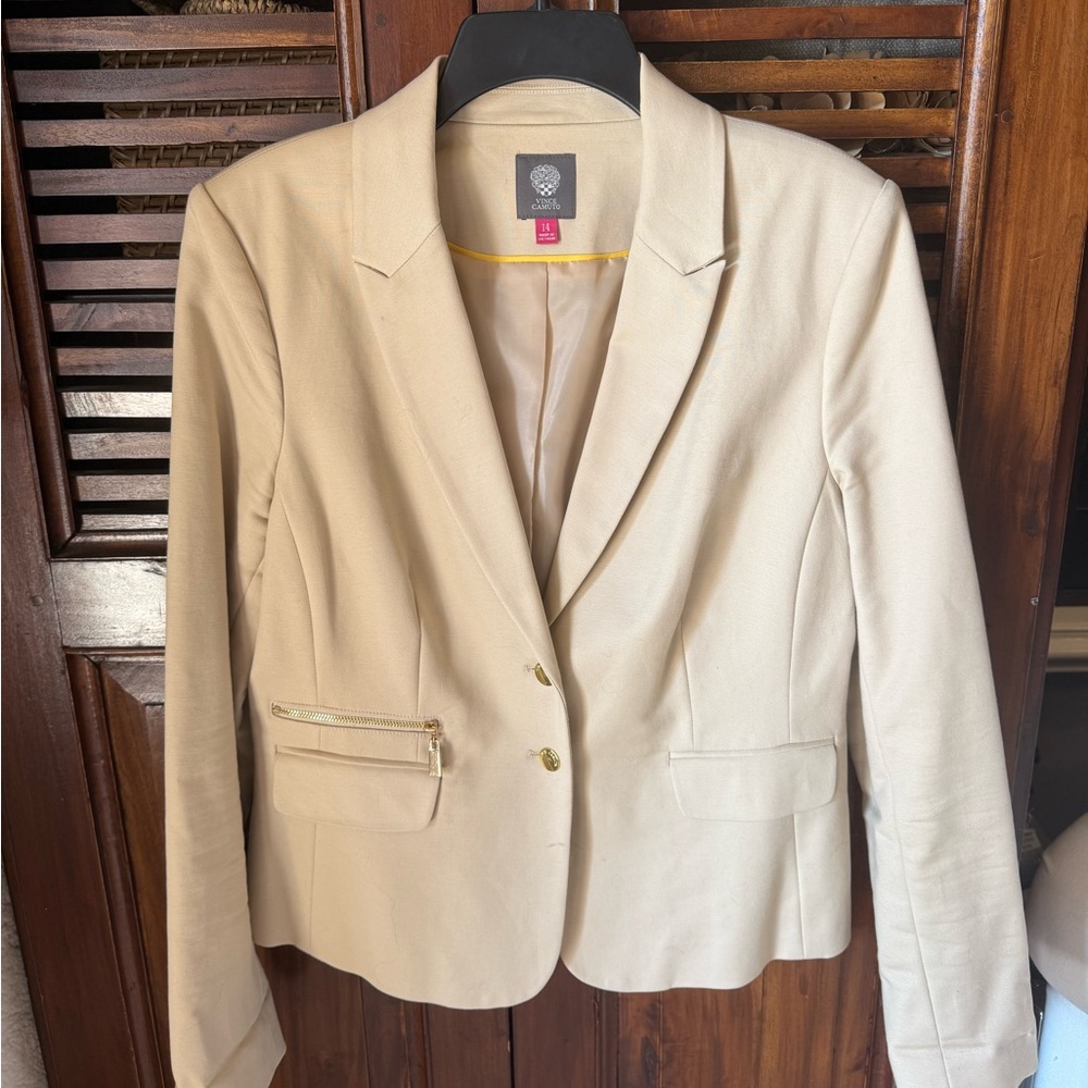 Vince Camuto Beige Blazer with Gold Accents
